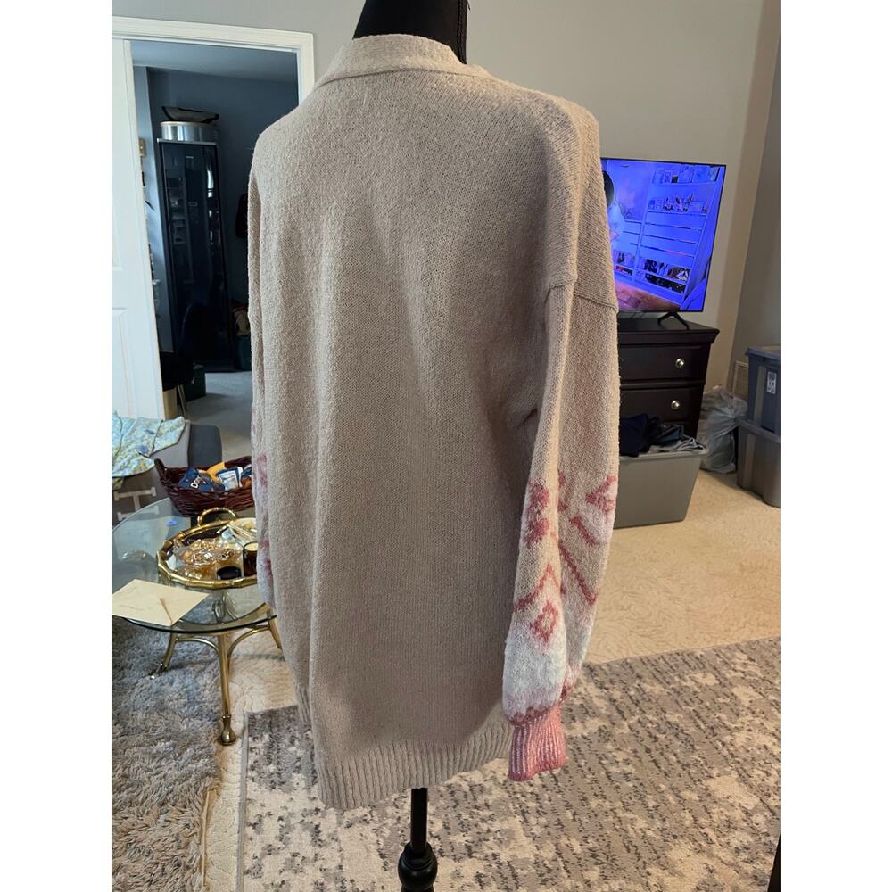Lauren Conrad Oversized Grandpa Cardigan Pink Floral Knit Sweater XL - Picture 5 of 5